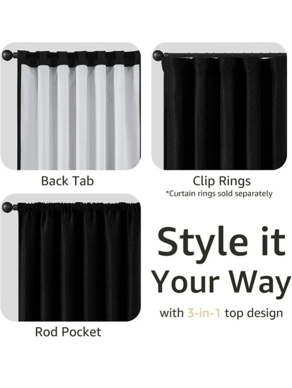 Blackout Curtains 52 X 84 Inches Long Black Curtains Set of 2 Panels